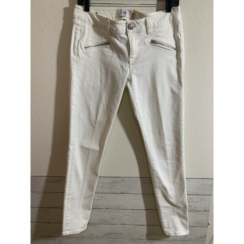 Cabi women's‎ size 6 White skinny straight jeans with zipper pockets